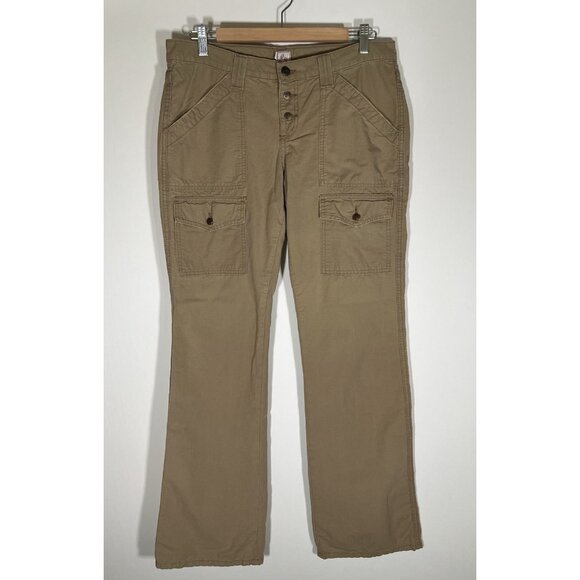 Vintage Y2K Joie khaki cargo utility bootcut pants 31 button fly logo western - Picture 1 of 10
